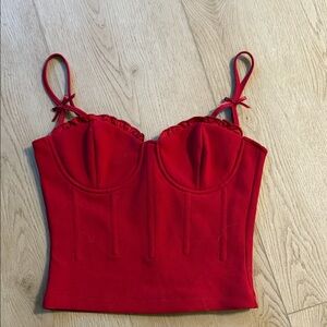 Astr Red Crop Top with Ruffle Straps